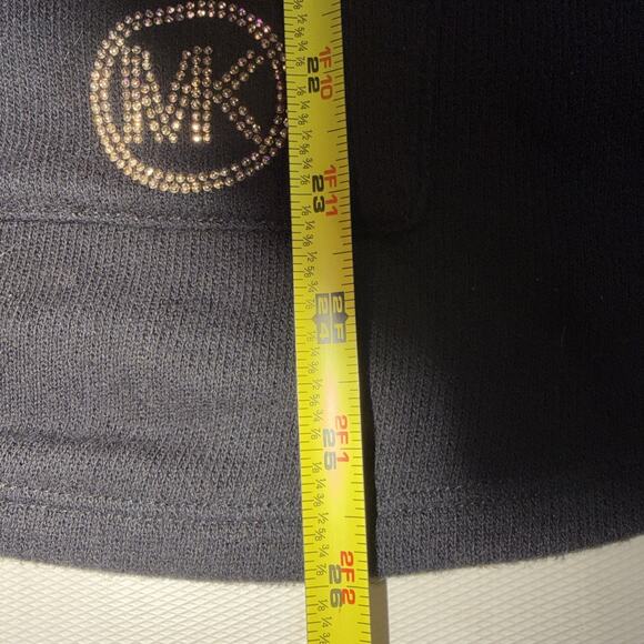 MK MICHAEL KORS Hoodie Jacket Women's 1X Plus V-Neck Pullover Cotton Blend Black - Picture 6 of 7